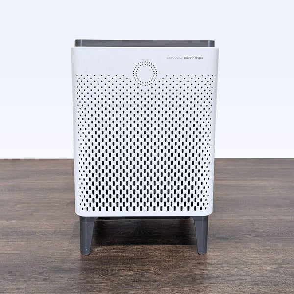 Coway Airmega air purifier with white body, handles, and legs, suitable for large rooms.