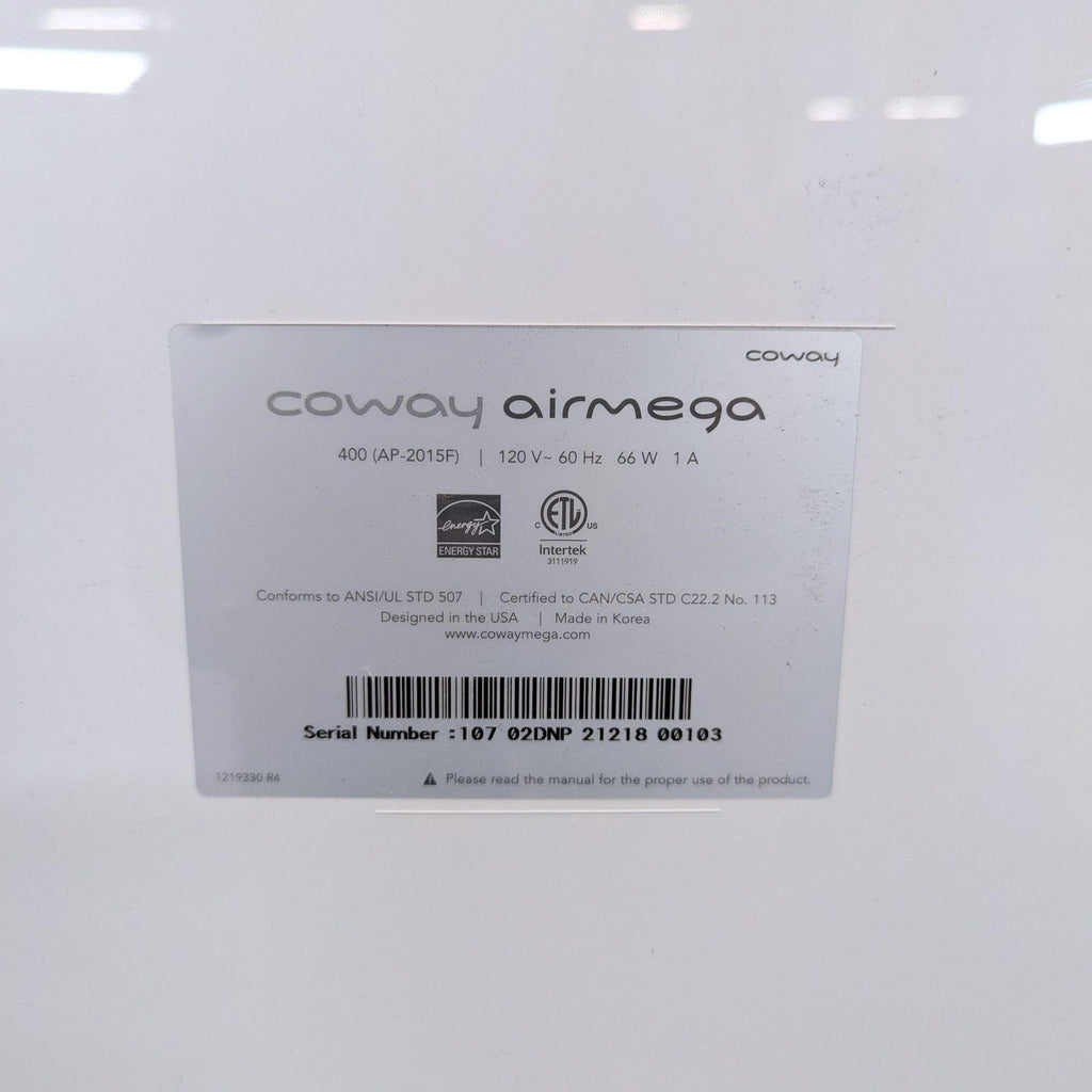 Coway Airmega Air Purifier - Modern White, High Efficiency
