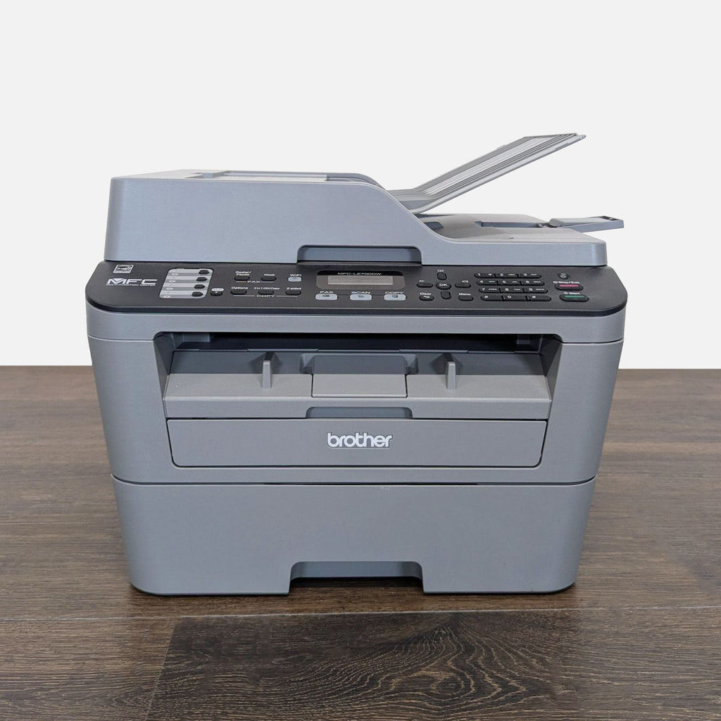 Brother printer featuring automatic document feeder, easy controls, and multifunction capabilities for efficient printing.