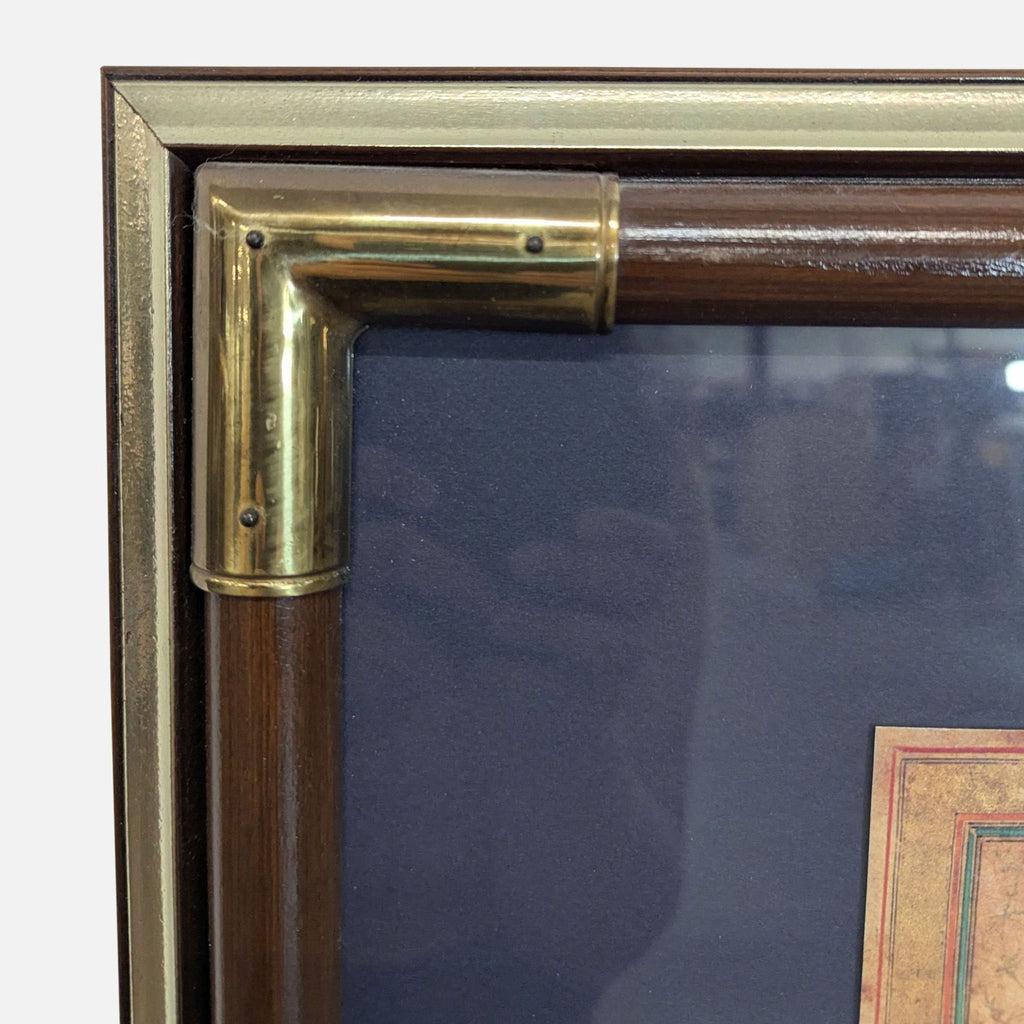 Vintage Framed Reproduction of a Mughal painting Titled Peacock and Peahen