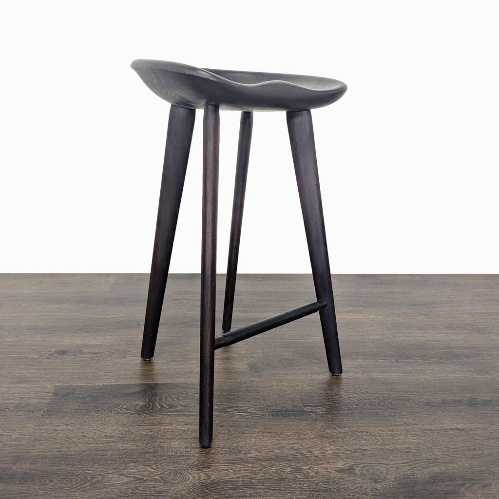 Set of Four Wood Saddle Stools