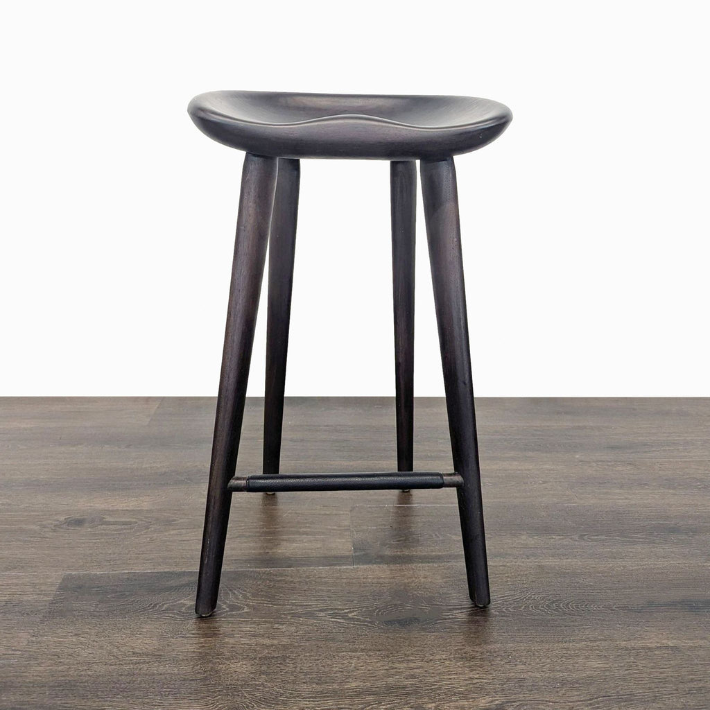 Set of Four Wood Saddle Stools