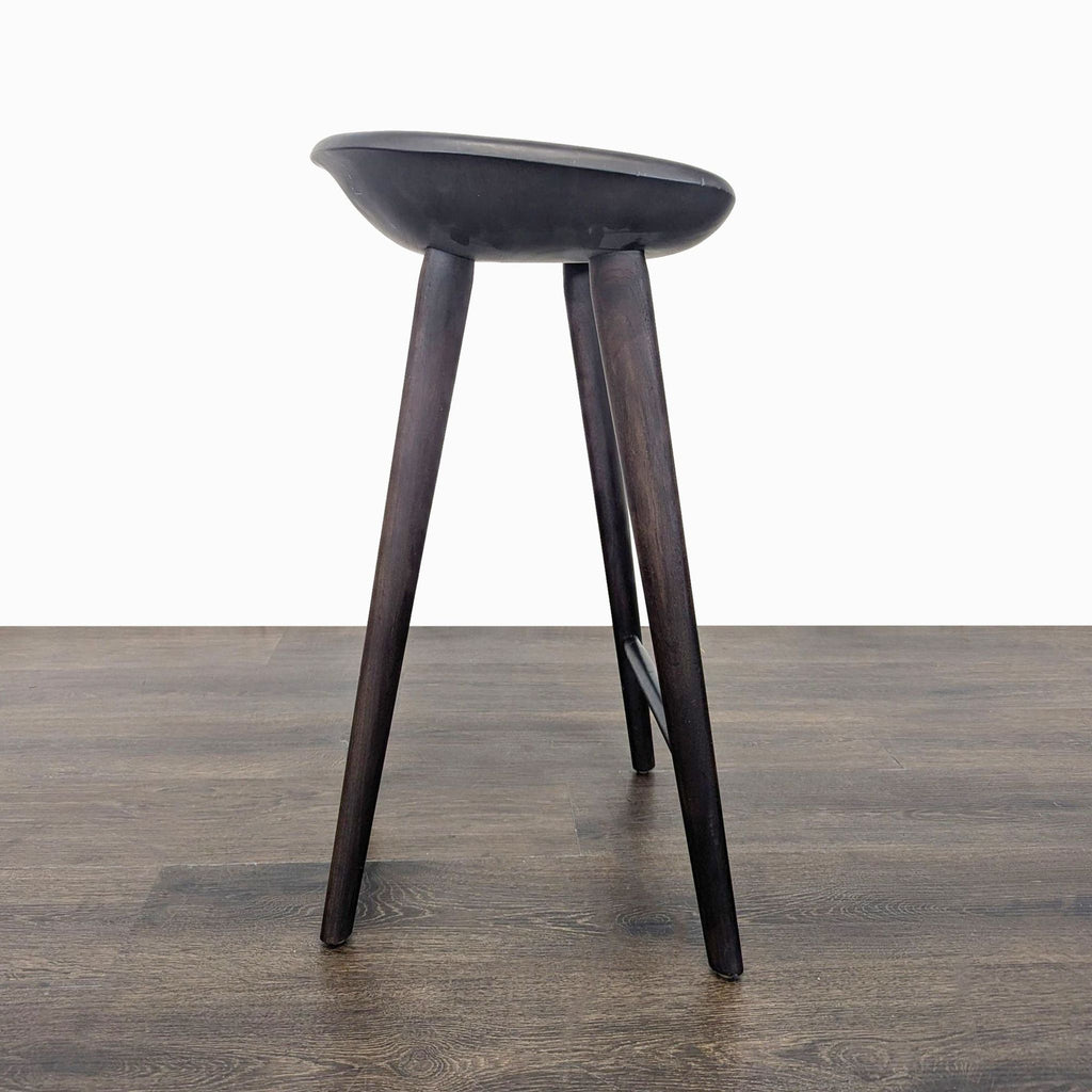 Set of Four Wood Saddle Stools