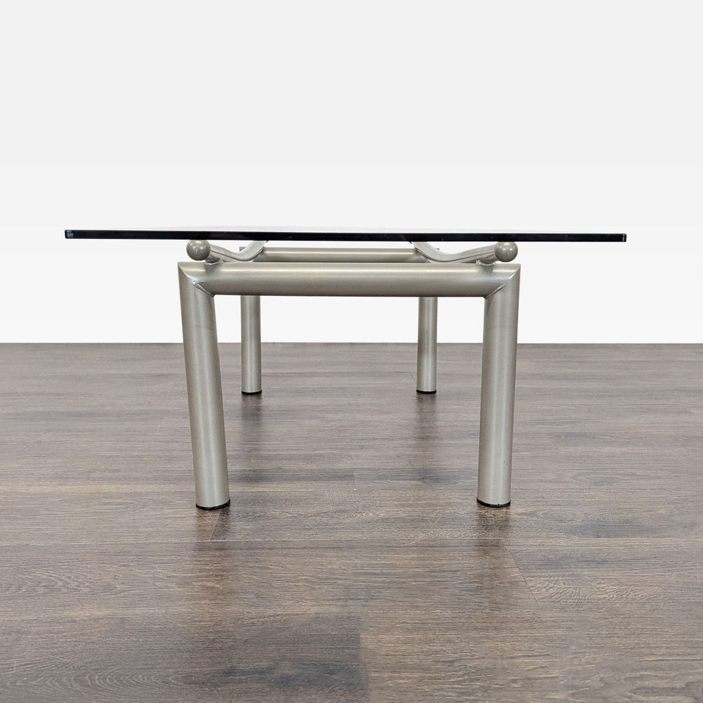 Roy & Benot Glass Top Coffee Table on Metal Base