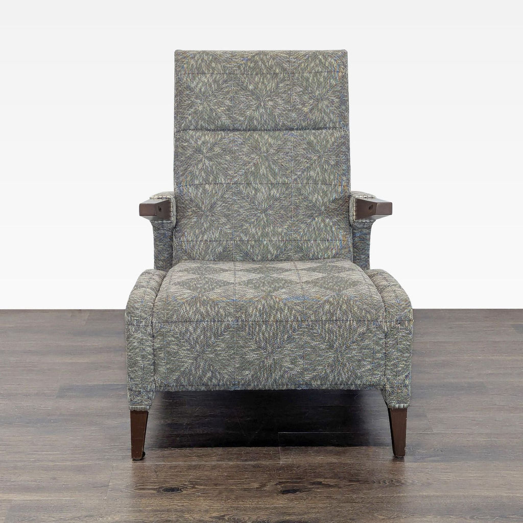 Ted Boerner Lex Lounge Chair with Patterned Upholstery and Wood Arms