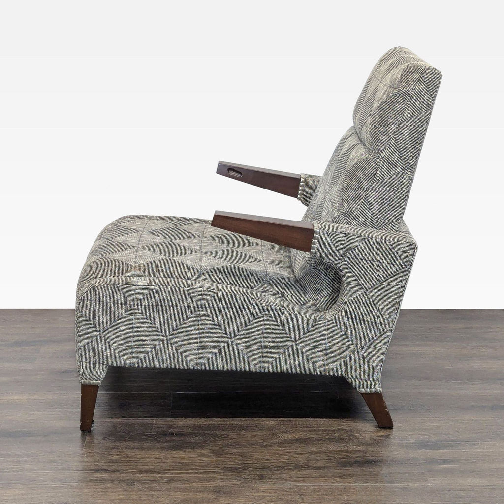 Ted Boerner Lex Lounge Chair with Patterned Upholstery and Wood Arms