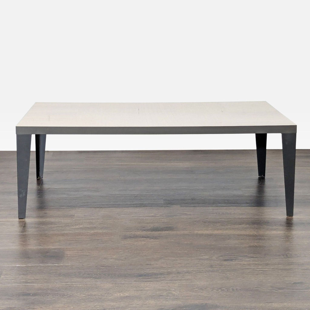 Alf coffee table with light koto high gloss finish, featuring grey metal legs and Italian craftsmanship.  