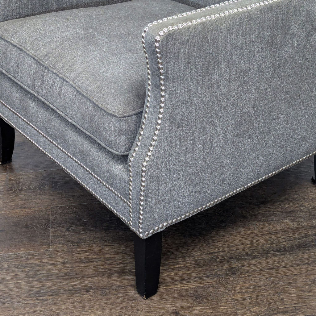 Bernhardt Kingston Gray High Back Lounge Chair with Nailhead Trim