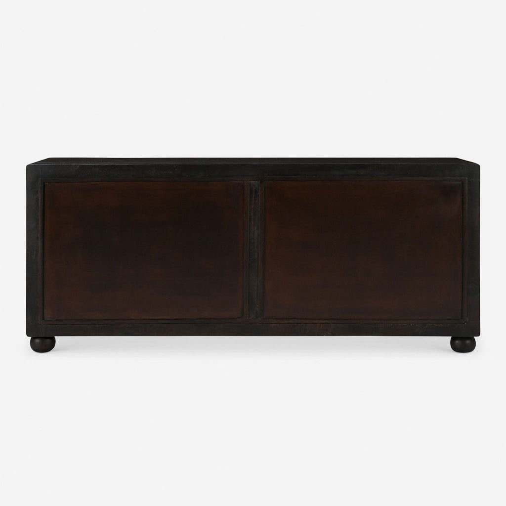 3. Back view of the Lulu and Georgia dresser, highlighting its sleek, dark wood construction and sturdy design.