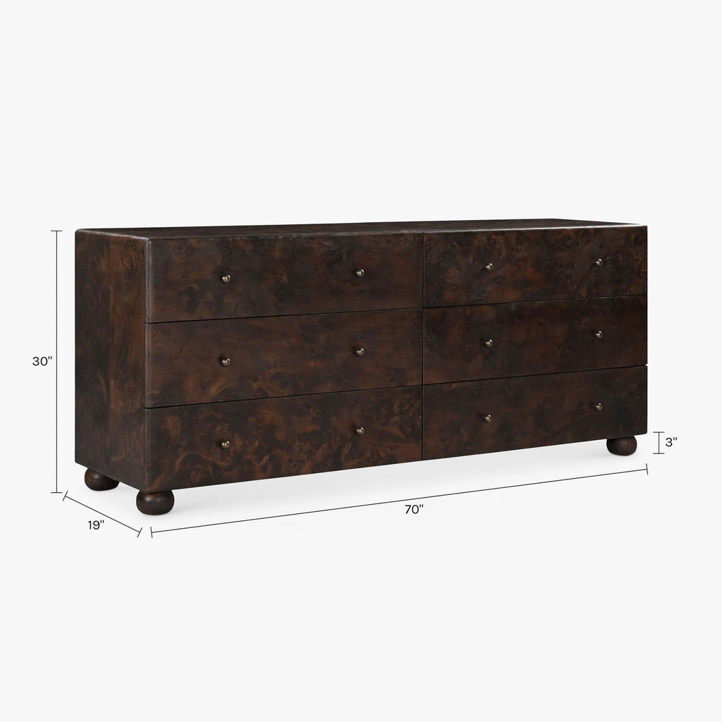 Lulu and Georgia Hobbes Dark Wood 6-Drawer Dresser