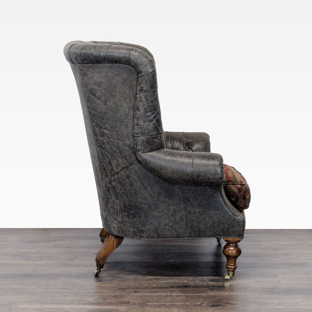 Lillian August Tufted Leather & Fabric Club Chair