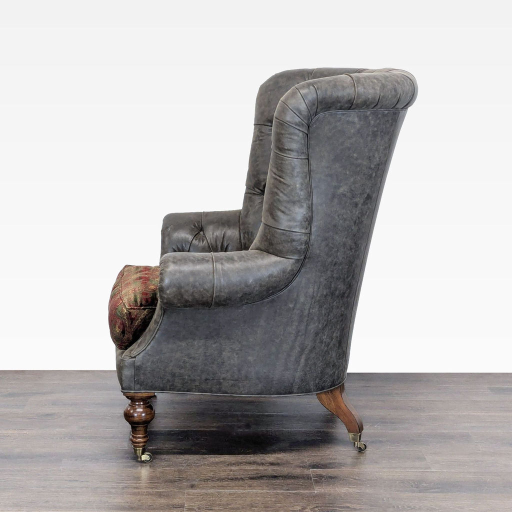 Lillian August Tufted Leather & Fabric Club Chair