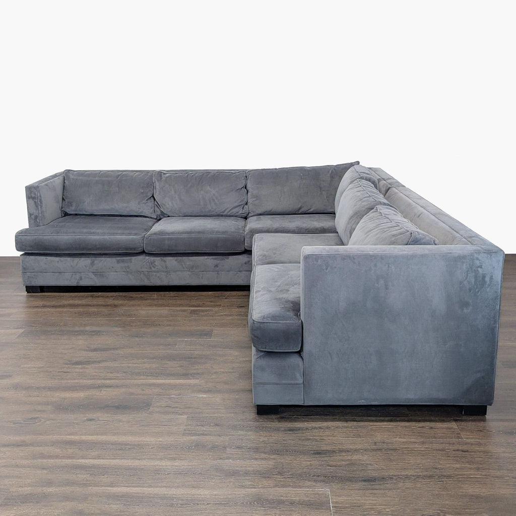 Mitchell Gold + Bob Williams Gray Velvet L-Shaped Sectional Sofa