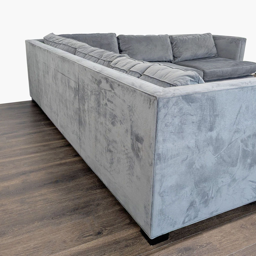 Mitchell Gold + Bob Williams Gray Velvet L-Shaped Sectional Sofa