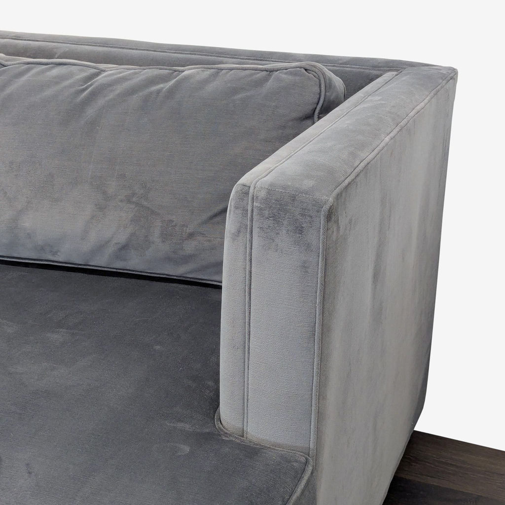 Mitchell Gold + Bob Williams Gray Velvet L-Shaped Sectional Sofa