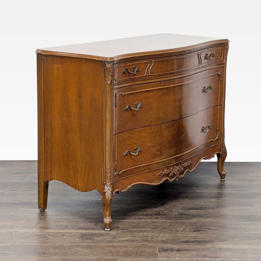 John Stuart Inc. Classic Wooden Dresser with Curved Drawers and Ornate Detailing