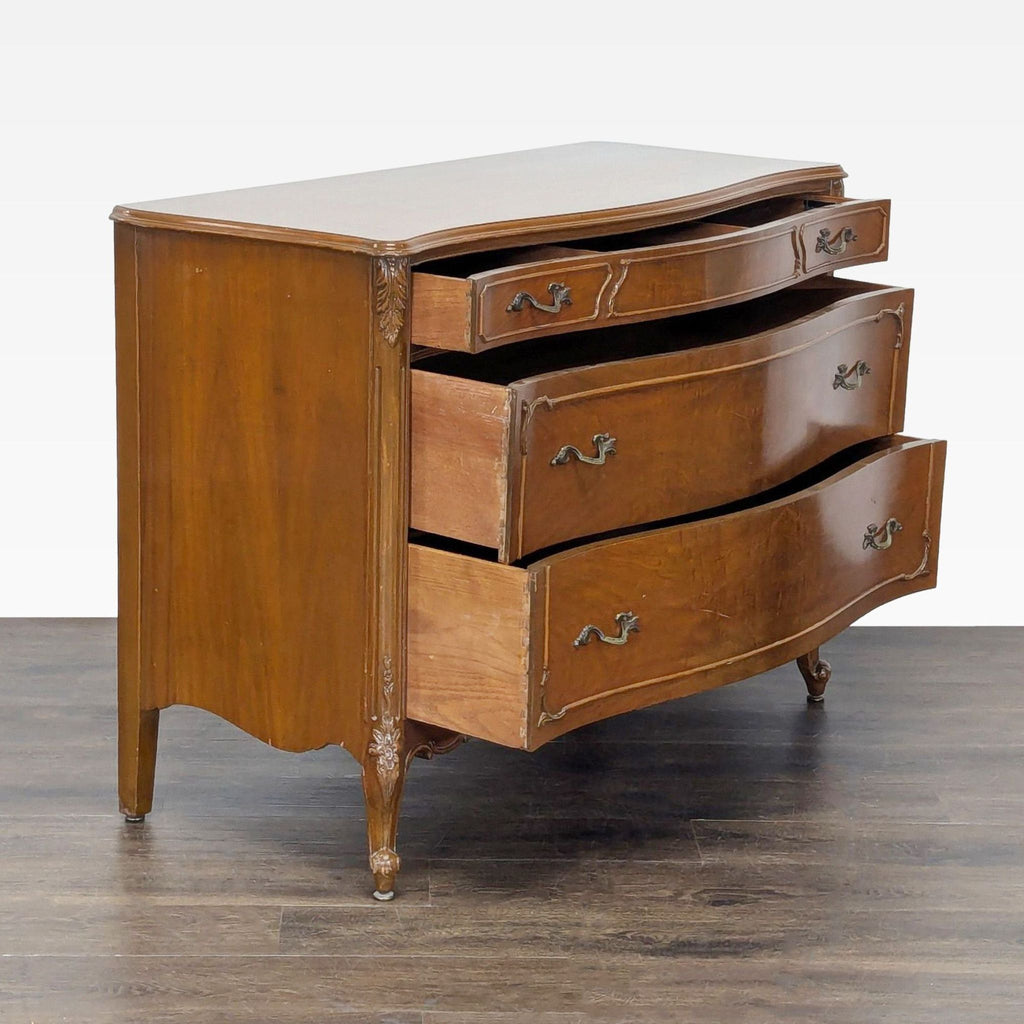 John Stuart Inc. Classic Wooden Dresser with Curved Drawers and Ornate Detailing