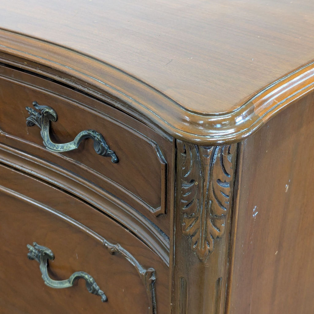 John Stuart Inc. Classic Wooden Dresser with Curved Drawers and Ornate Detailing