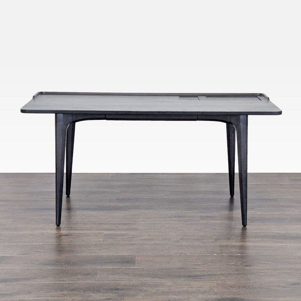 Modern Black Wood Desk with Clean Lines and Raised Edge