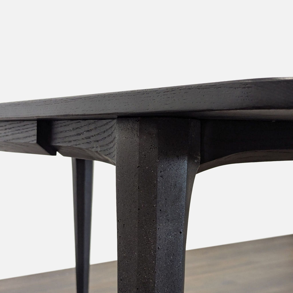 Modern Black Wood Desk with Clean Lines and Raised Edge