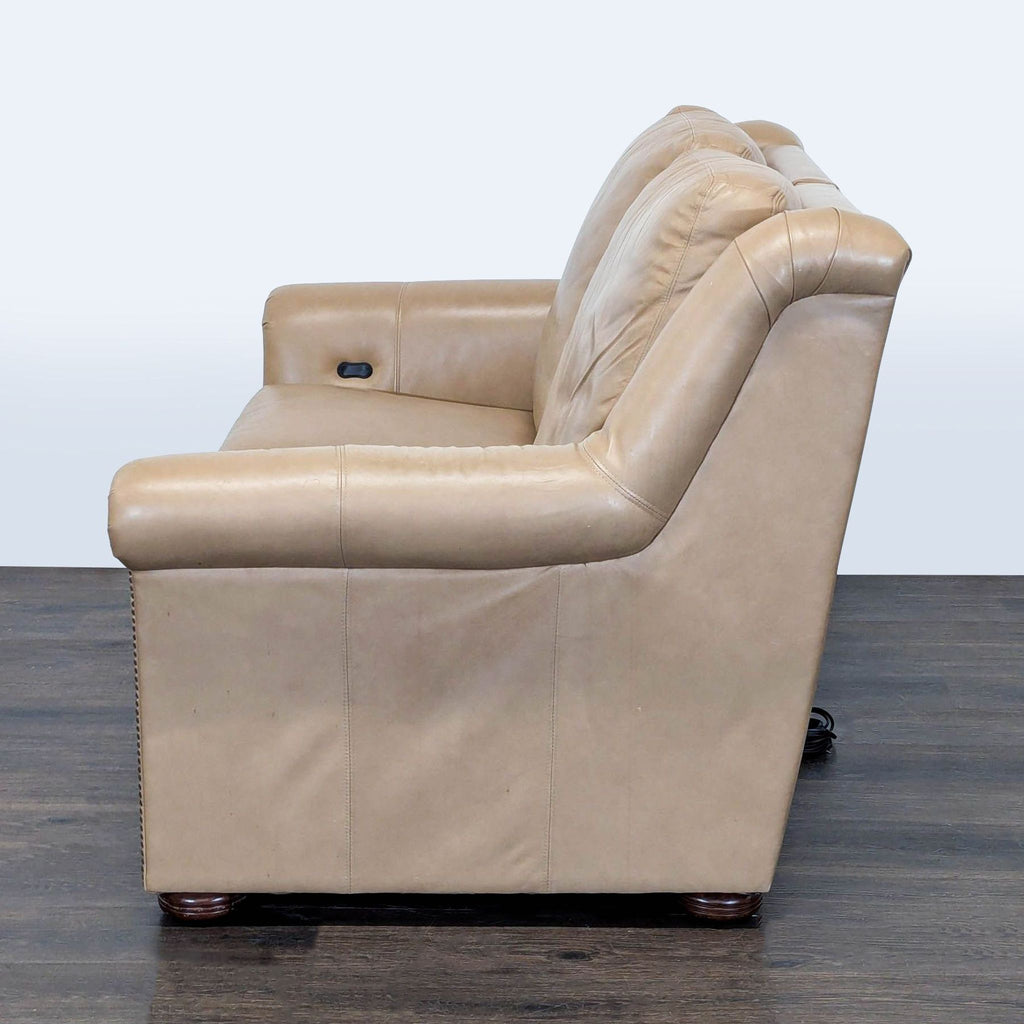 Bradington-Young Newman Tan Leather Loveseat with Recliner - Accepted Offer (26.15% discount)