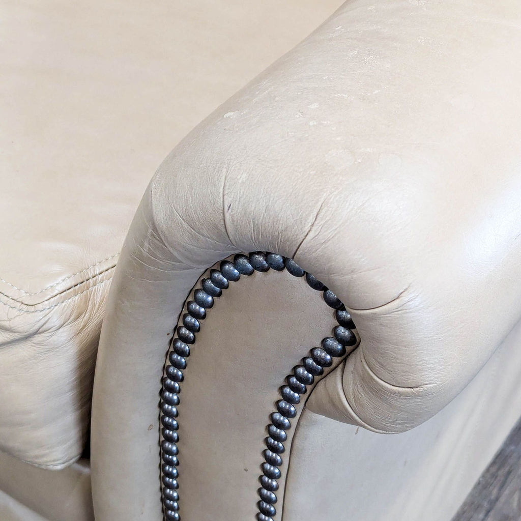 Bradington-Young Newman Tan Leather Loveseat with Recliner