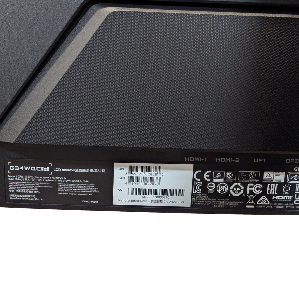 Gigabyte 34" Curved UltraWide Monitor - Immersive Display for Work & Play