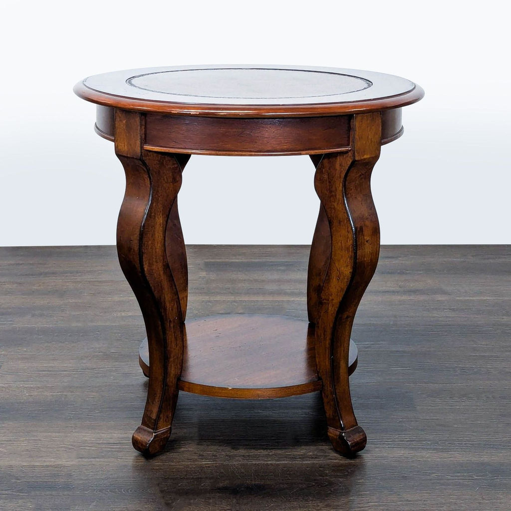 Round Wood End Table with Shelf