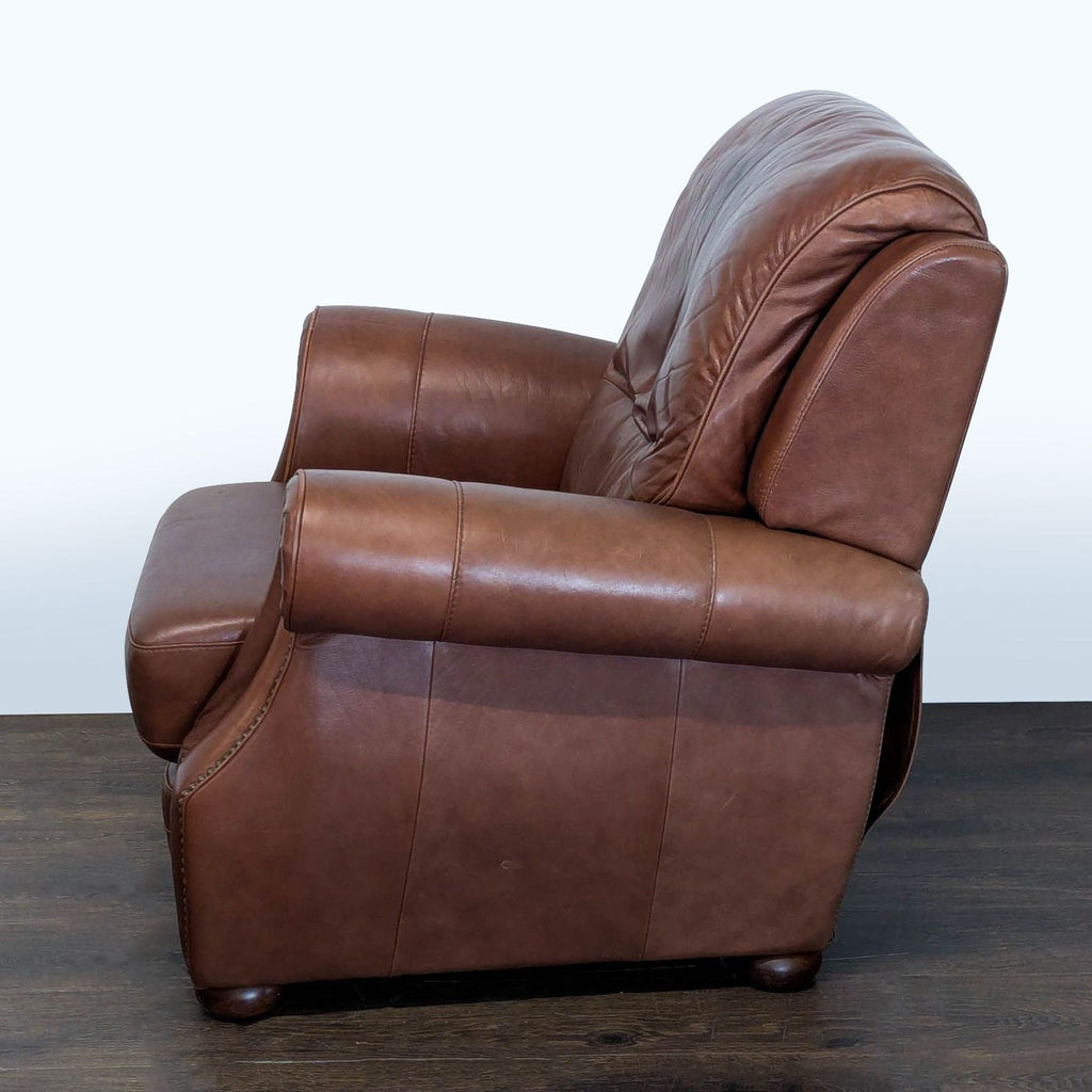 Classic Brown Leather Recliner Lounge Chair with Nailhead Trim