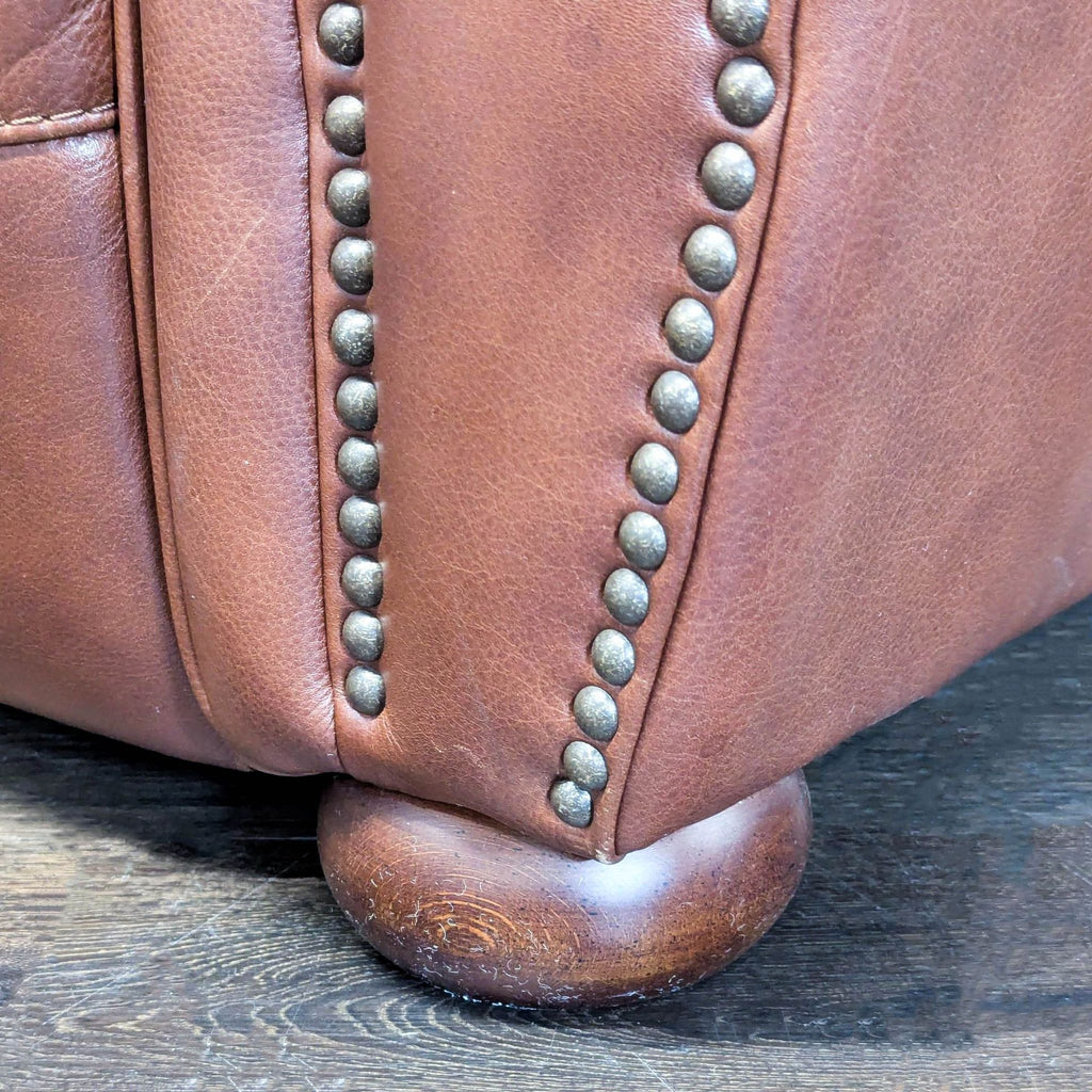 Classic Brown Leather Recliner Lounge Chair with Nailhead Trim