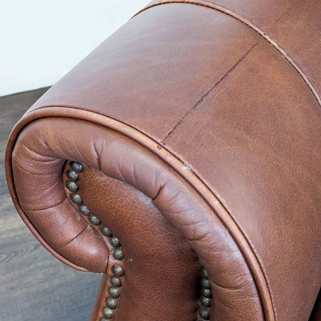 Classic Brown Leather Recliner Lounge Chair with Nailhead Trim