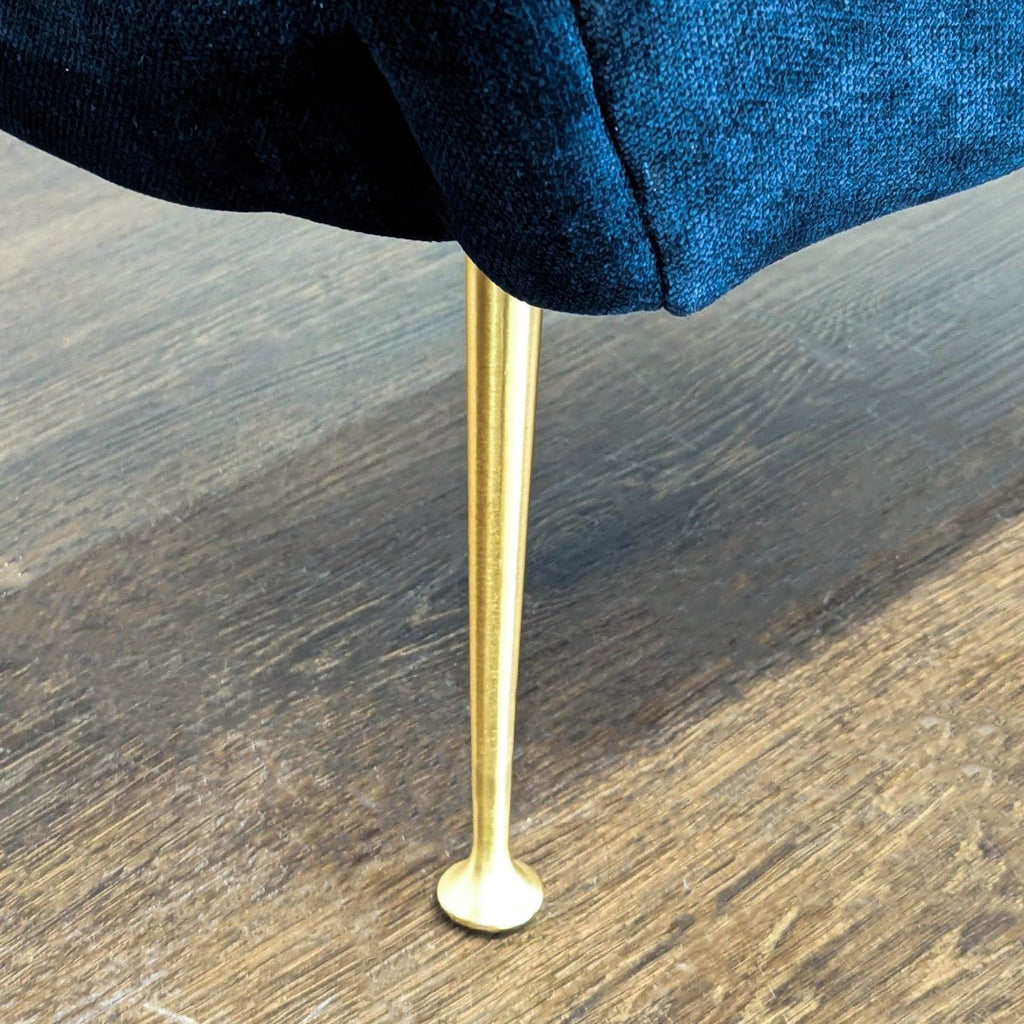 West Elm Phoebe Blue Velvet Lounge Chair with Gold Legs