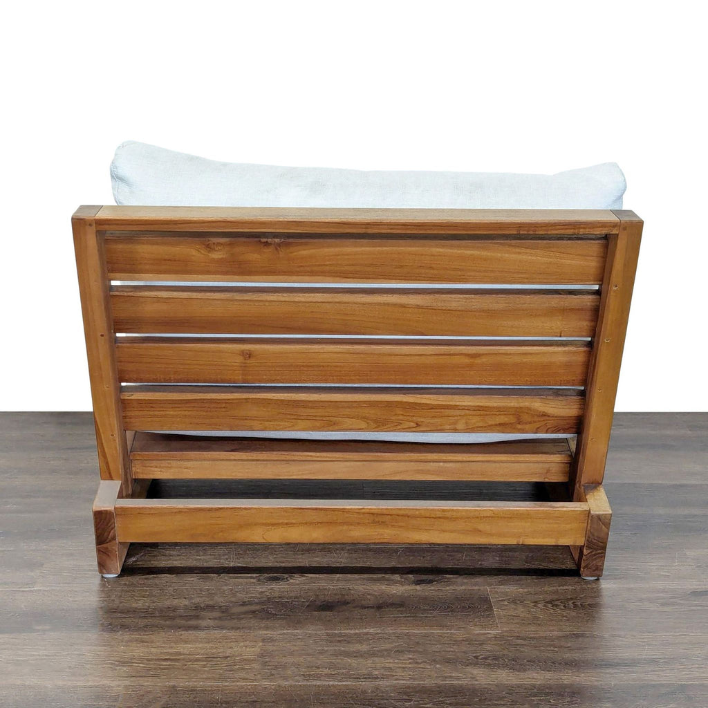 Crate and Barrel Modern Outdoor Wood Lounge Chair with White Cushions