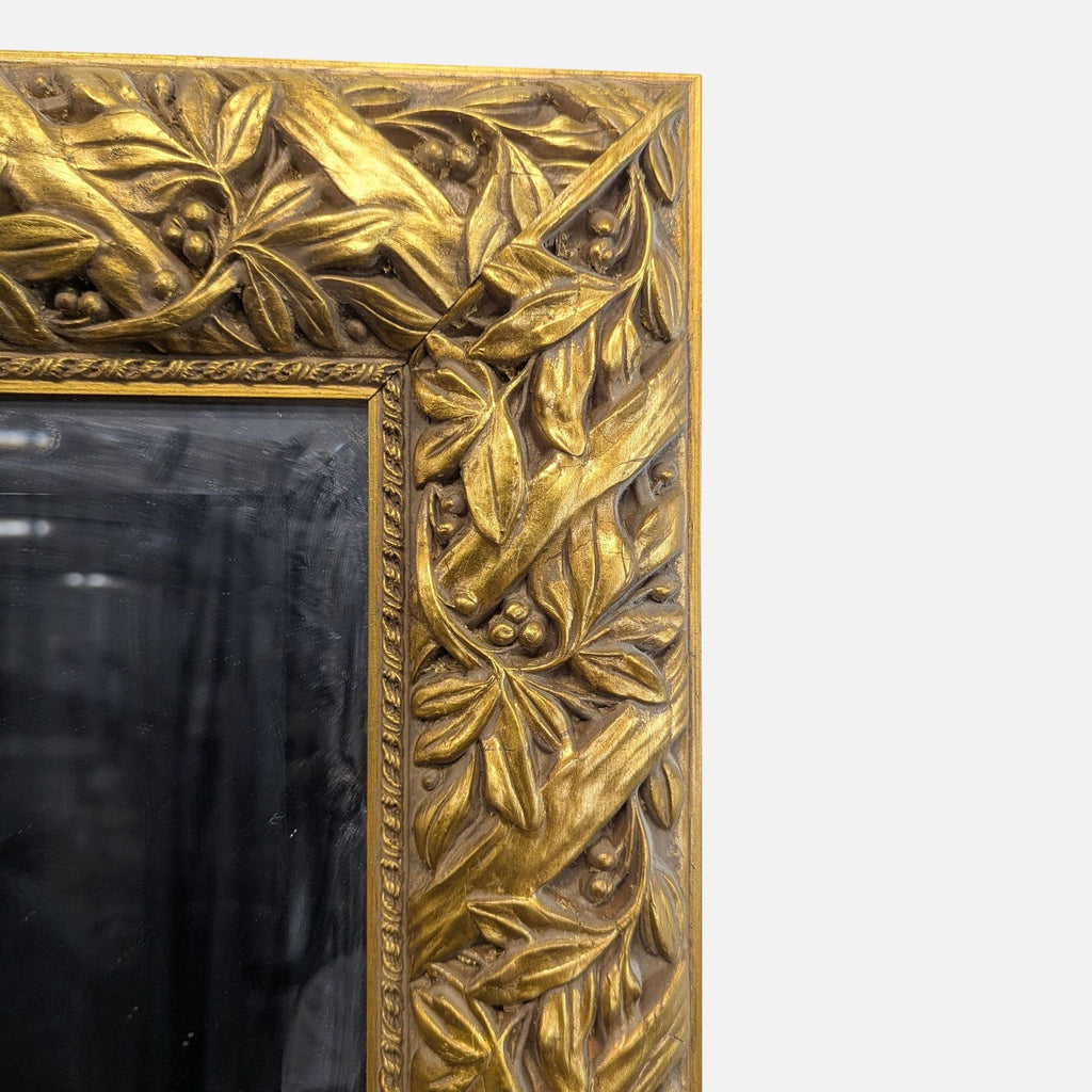 Carved Leaves and Berries Wood Mirror
