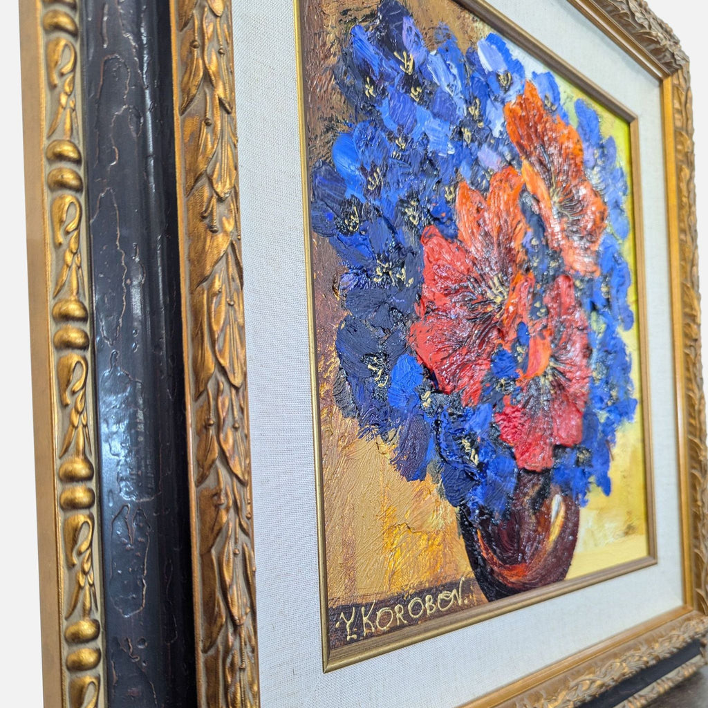 Yana Korobov Original Floral Painting in Ornate Frame