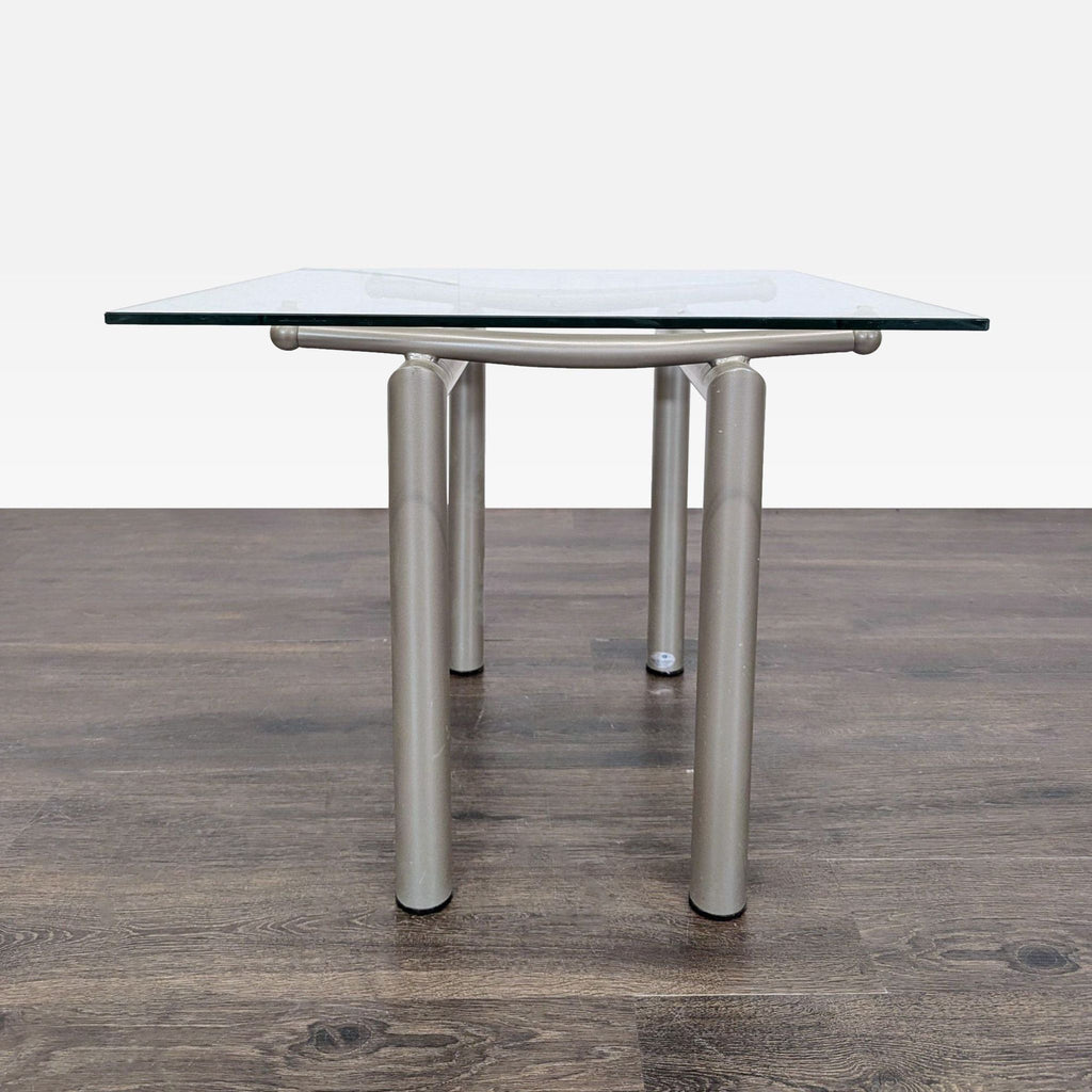 Roy & Benot Glass Top End Table on Metal Base