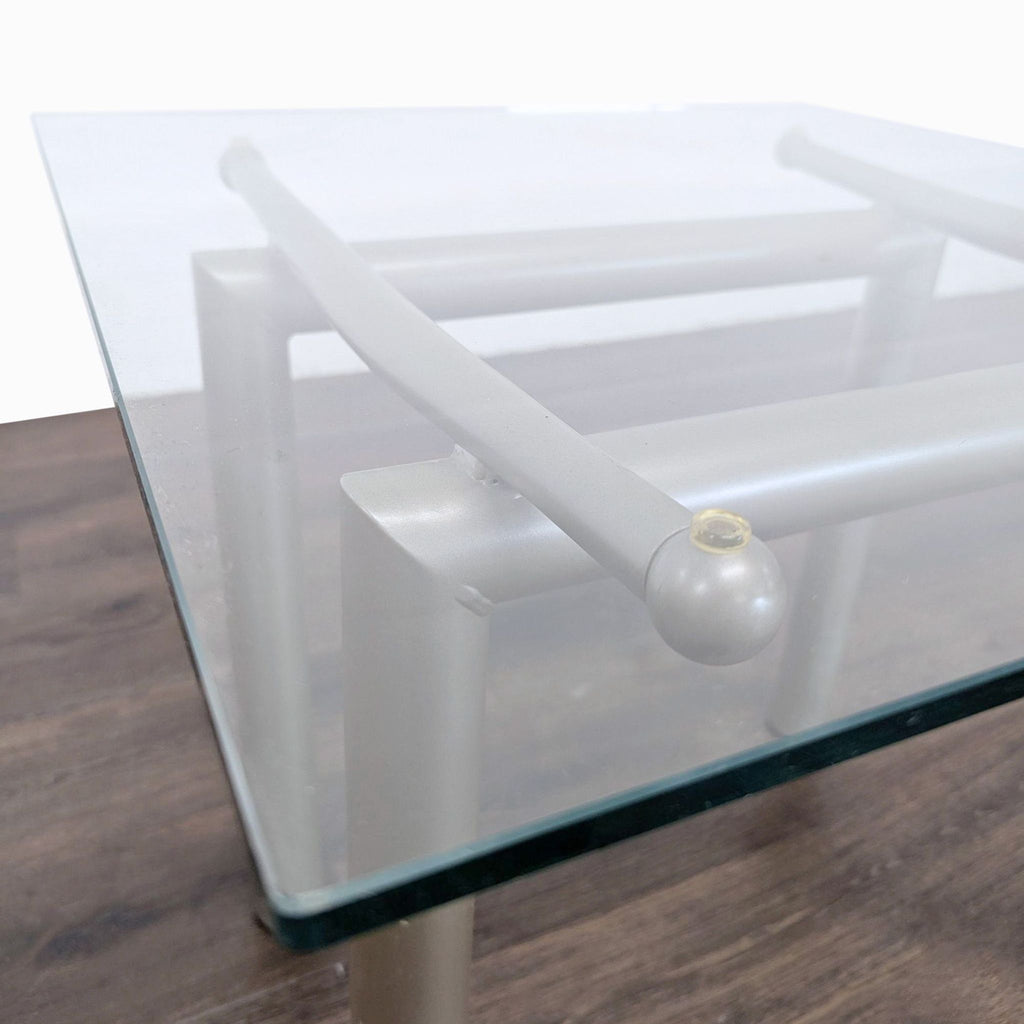 Roy & Benot Glass Top End Table on Metal Base