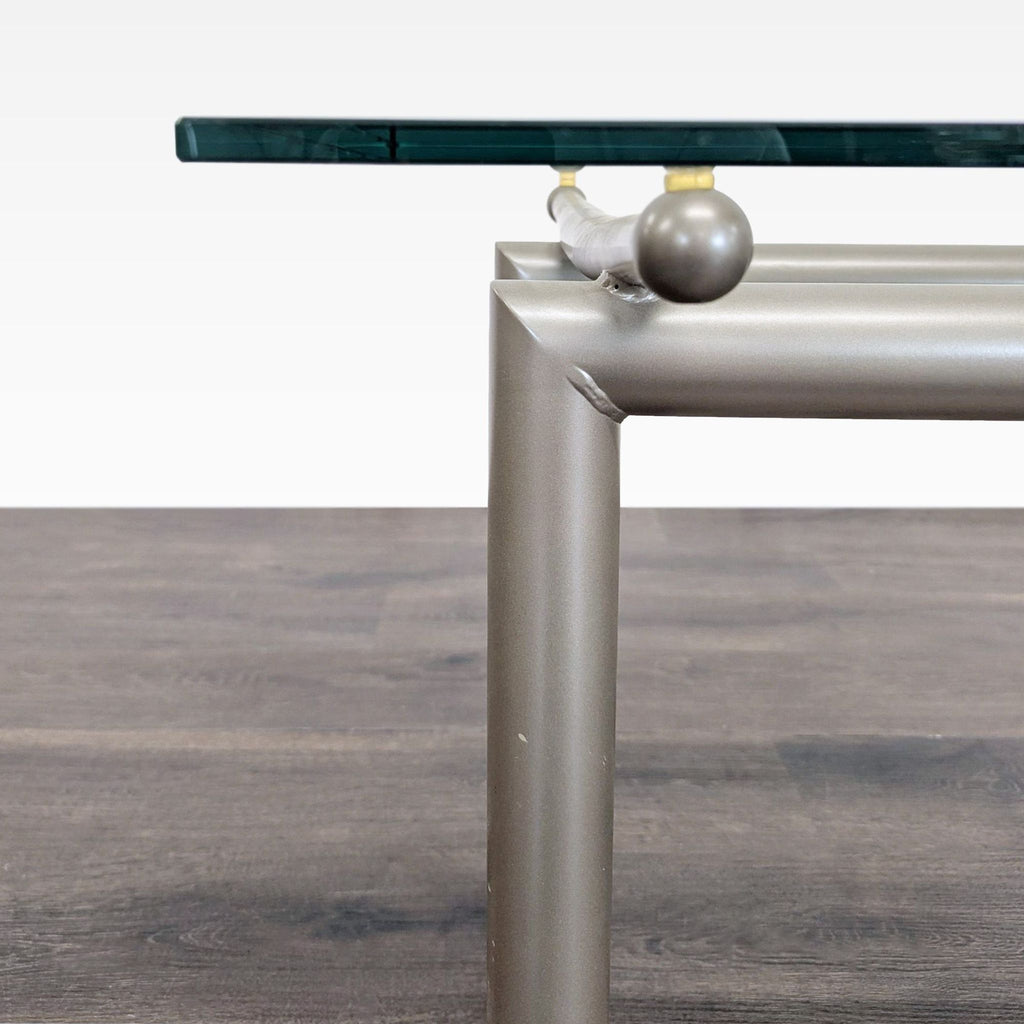 Roy & Benot Glass Top End Table on Metal Base