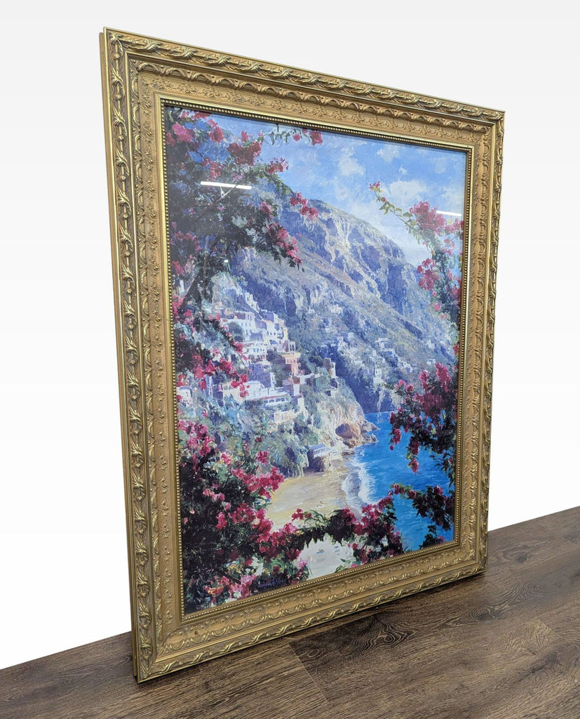 Curt Walters Print "Positano Amalfi Coast" with Ornate Gold Frame
