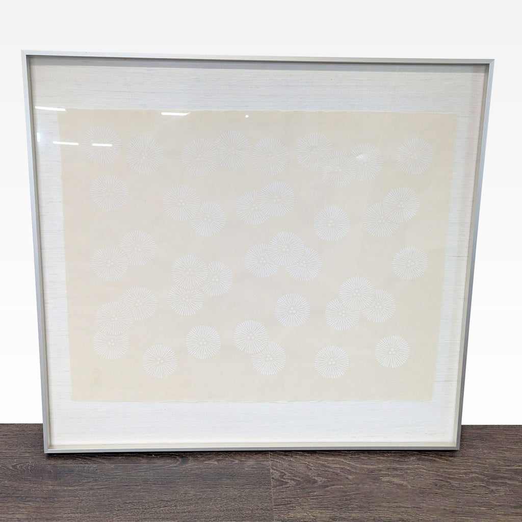 Framed Asian Ink on Silk – Minimalist Radial Pattern Composition (Abstract Circles)
