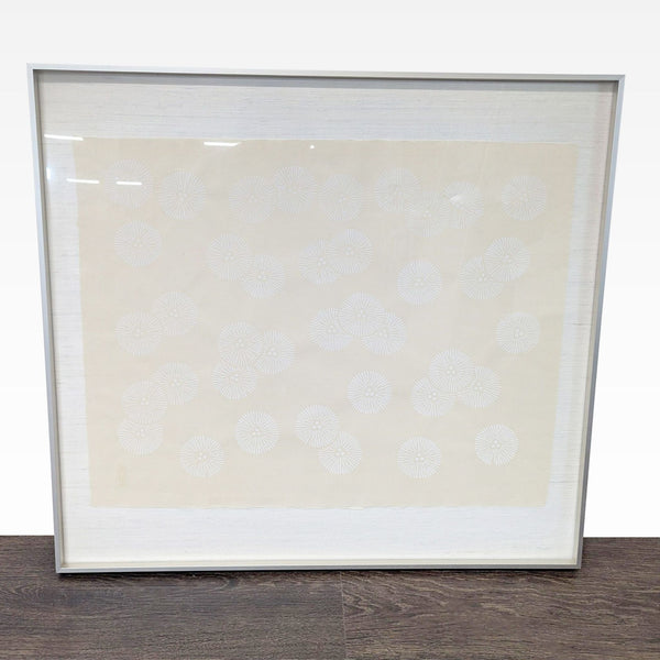 Framed Asian Ink on Silk – Minimalist Radial Pattern Composition (Abstract Circles)