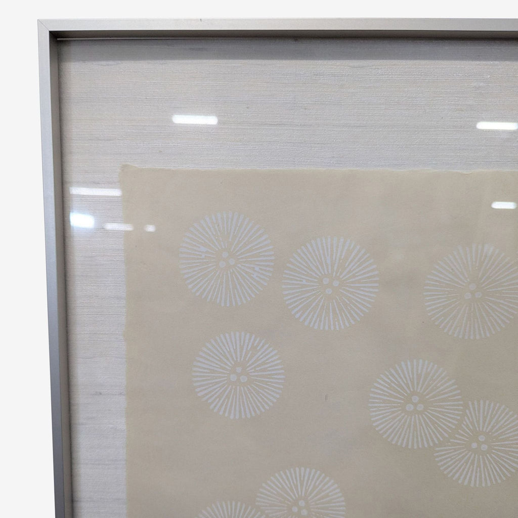Framed Asian Ink on Silk – Minimalist Radial Pattern Composition (Abstract Circles)