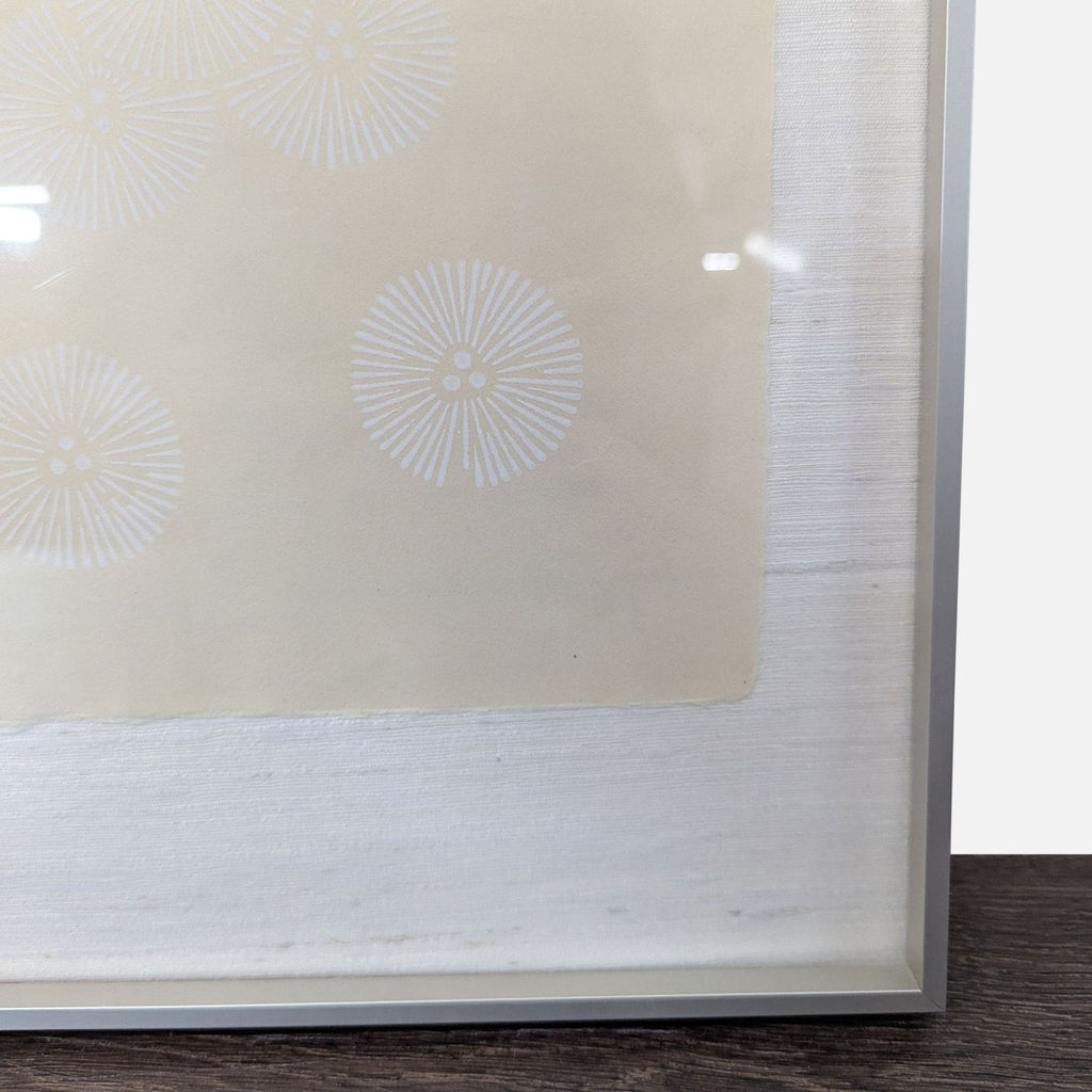 Framed Asian Ink on Silk – Minimalist Radial Pattern Composition (Abstract Circles)