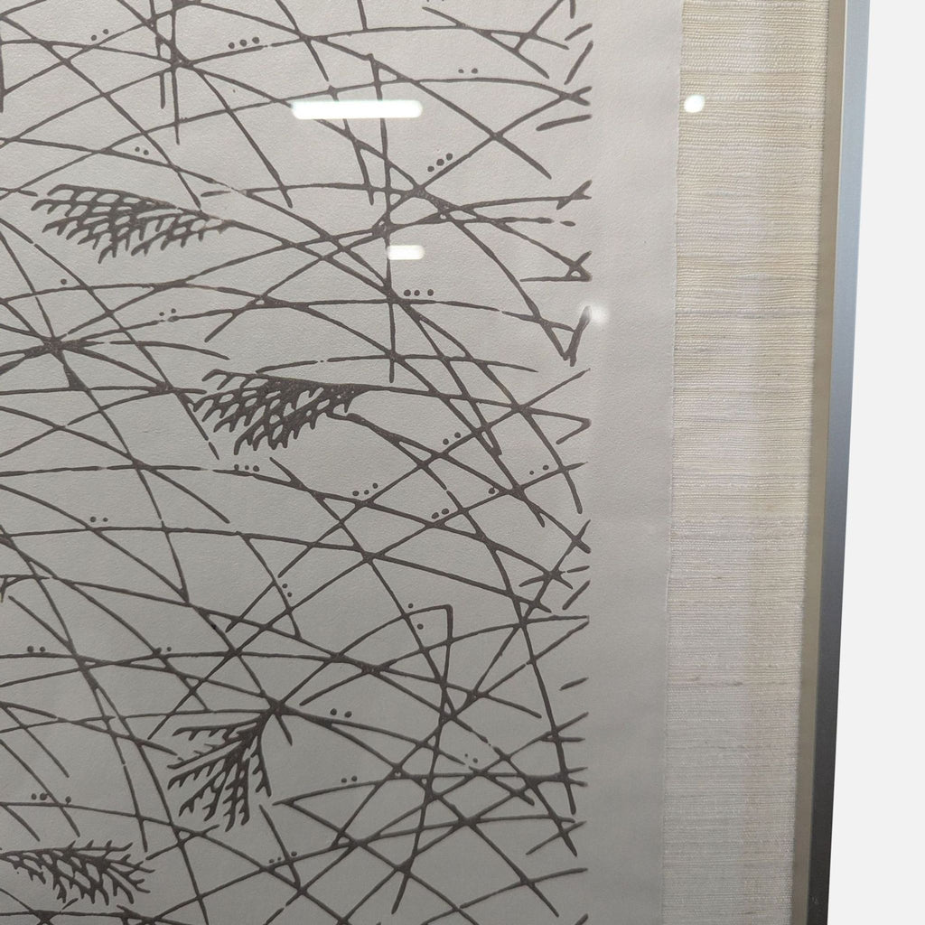 Framed Asian Ink on Silk – Minimalist Reed Landscape w/ Artist Seal