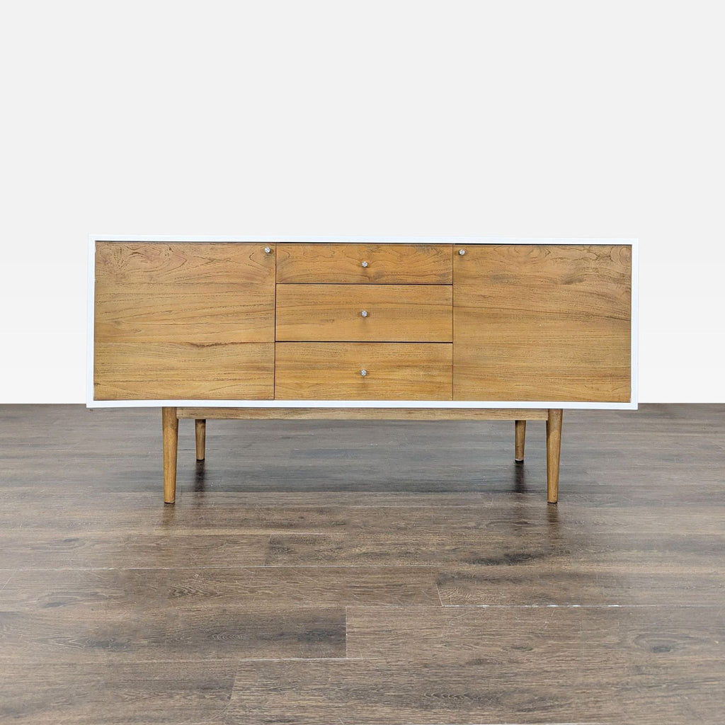 Sideboard with 3 drawers and 2 cabinets, adjustable shelves, wood and laminate finish, Scandinavian Designs.  