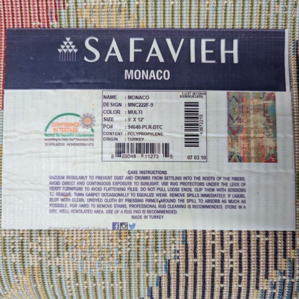 Large multi-color Safavieh rug features a vibrant, contemporary design, ideal for living or dining spaces.