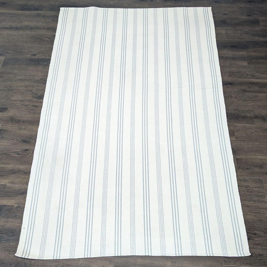 Ivory cotton flat weave rug with clean grey stripes, Dash and Albert, durable and stylish for any room.  