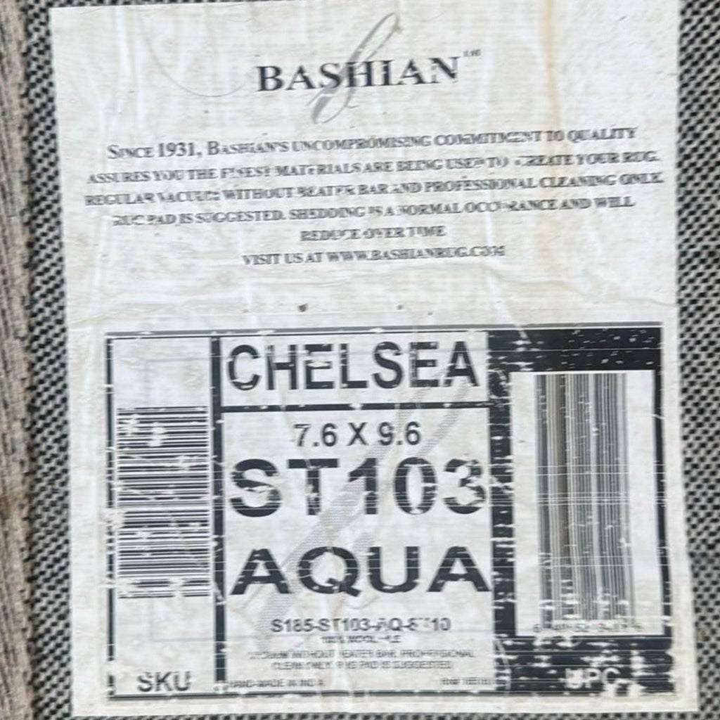 Bashian Chelsea Modern Geometric Blue and Cream 7.6’ x 9.6’ Area Rug
