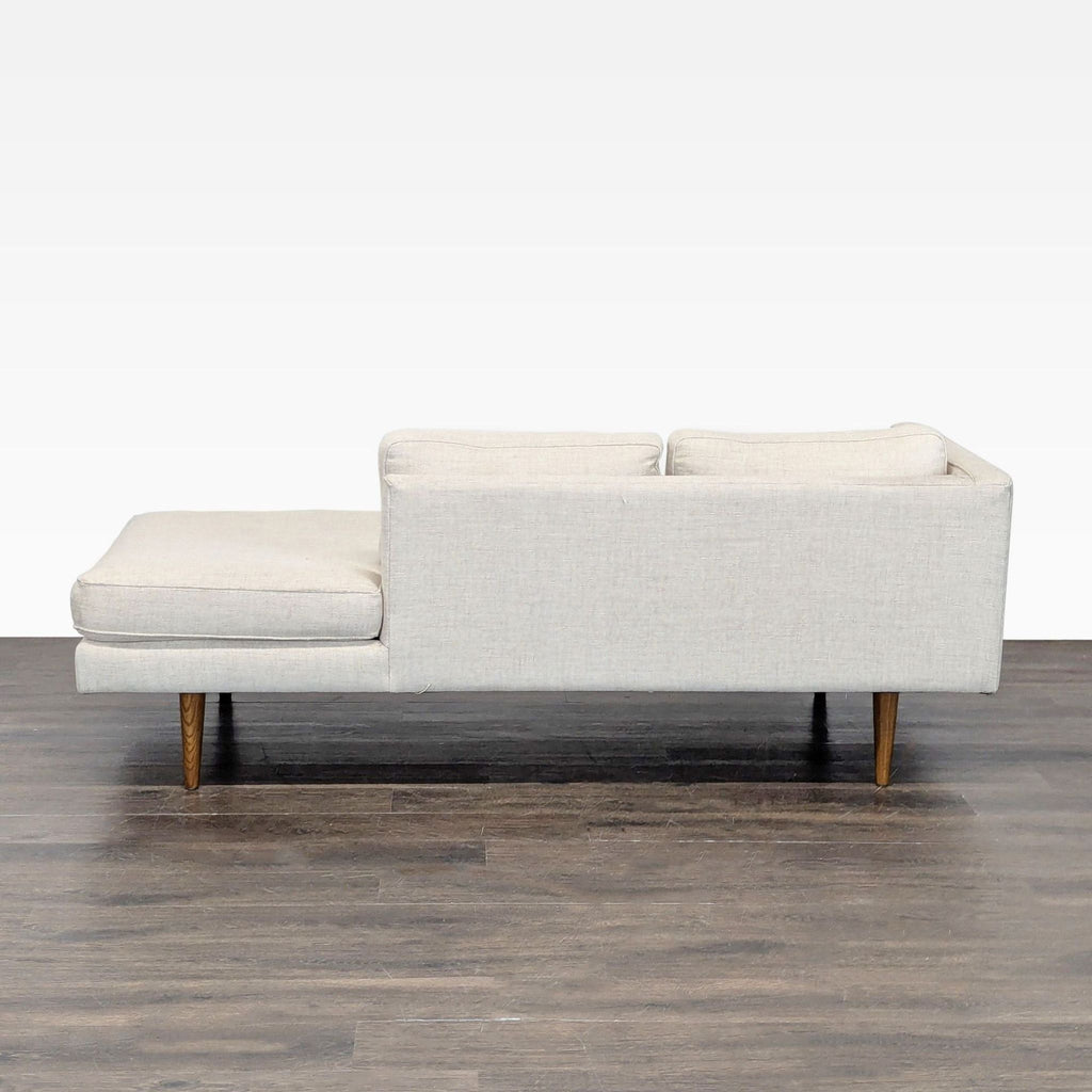 West Elm Monroe Modern Light Beige Chaise Sofa with Bolster Pillow