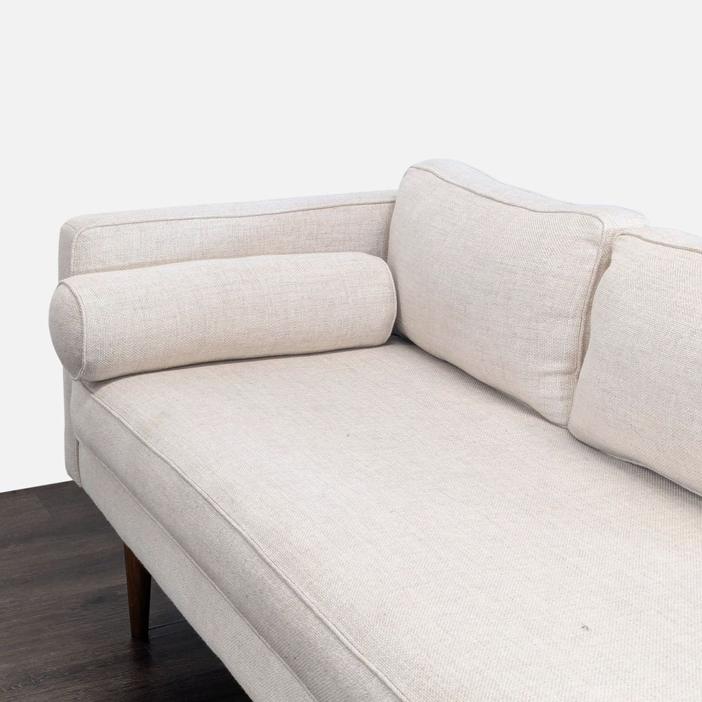 West Elm Monroe Modern Light Beige Chaise Sofa with Bolster Pillow
